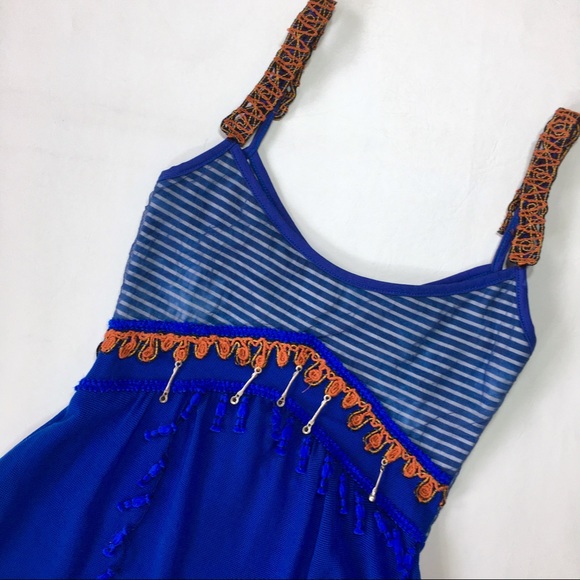 ❤️ SOLD ❤️ Save The Queen Dress Unique Mesh Bubble Hem Exotic Ethnic Boho Small - Picture 3 of 10